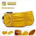 2014 yellow wrinkle pu ladies bag with metal loops handle handbags ladies
